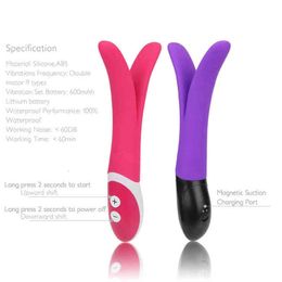 Nxy Eggs Waterproof Rabbit Vibrator for Women g Spot Massager Multi Speed Adult Sex Toy Double Silicon Motor Couple Masturbation Products 1224