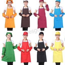 Pocket Craft Cooking Baking Aprons Household Adult Art Painting Solid Colours Apron Kitchen Dining Bib Customizable BH2950 TQQ