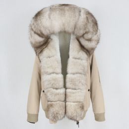 OFTBUY New Waterproof Bomber Parka Winter Jacket Women Real Fur Coat Natural Fox Fur Collar Hood Warm Streetwear Detachable