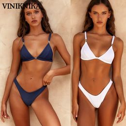 2019 Bikini Set Thong Bathing Suit Sexy Push Up Swimwear Women Solid Swimsuit Beachwear Brazilian Swimming Suit Summer T200708