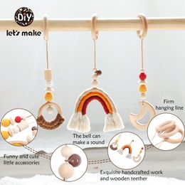 Let's Make Baby Toys 0-12 Months Mobile On The Bed Children's Toys Hanging Animal Rainbow Educational Wooden Rattles Bed Bell LJ201113