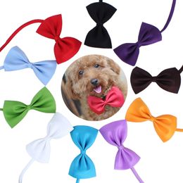 Mix Colours Wholesale 100pcs/lot Pet Grooming Accessories Rabbit Cat Dog Bow Tie Adjustable Bow tie Multicolor Polyester & Cotton LJ201130