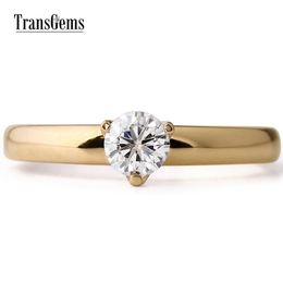 Transgems 14k Yellow Gold Center 0.4 carat Diameter 4.5mm F Color Engagement Ring For Women Wedding Gifts Y200620