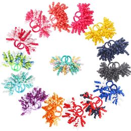 30 PCS 15 Pairs Boutique Girls' Solid Curly Korker Bows Hair Ties Seamless pigtails Hair Bows Holders for Baby Girls Toddlers LJ201226