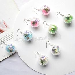 Creative Transparent Ball Dangle Earrings Korean Glitter Shell Balls Drop Earrings For Girl Gifts DIY Handmake Earring Wholesale