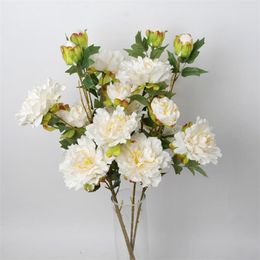 Fake Long Stem Peony (5 Heads/Piece) 34.64" Length Simulation Hibiscus for Wedding Home Decorative Artificial Flowers