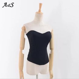 Women Sexy Tops Slim Backless Three-dimensional Clipping Thin Fishbone Female Strapless Party Summer Sleeveless High Quality Tee