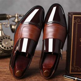 Caballero zapatillas de cuero en marrón mate Slipper-business-elegante-boda