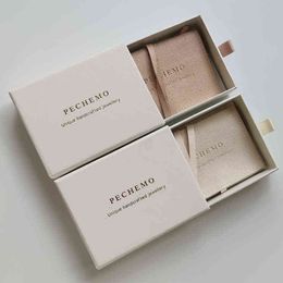 Custom Jewellry Print Business Paper Drawer Cardboard Boxes+LuxuryPackaging Chic Pouches H1231