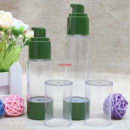 30ml 50ml Small Green Airless Bottle Travel Cosmetic Jars Plastic Emulsion Empty Refillable Bottles for Makeup Liquid 100pcs/lotpls order