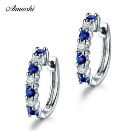 AINOUSHI Classic 0.11 Carat Round Cut Blue White Sona Earrings 925 Sterling Silver Women Earrings Wedding Anniversary Jewellery Y200106