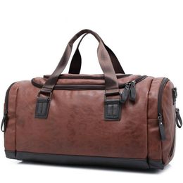 Soft PU Leather Sport Bag Gym Bag Fitness Shoulder Bag Handbag Waterproof Men's Large Capacity Travel Package Tote pack Quality Q0705