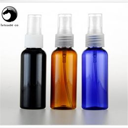 Free Shipping Empty 50 ml black blue clear brown Plastic Spray Bottles Perfume Water Refillable Cosmetic Container