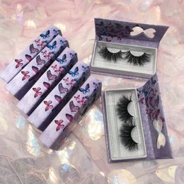 Wholesale Price Lash Vendor 25mm Mink Lashes with Purple Butterfly Eyelashes Box Custom Private Label FDshine