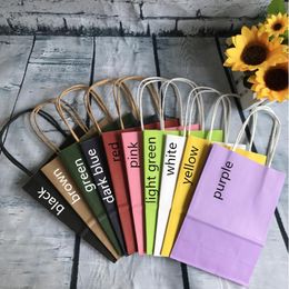 Gift Wrap Print Kraft Paper Bag Packaging Bags For Wedding Birthday Party Shopping With Handles One Color1