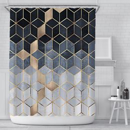 Black and White Grey Gradient Shower Curtain Nordic Cube Simple Geometric Bathroom Curtain Waterproof Shower Curtains 201102