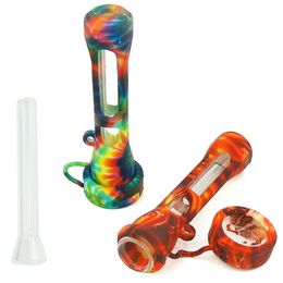 Silicone Glass Nector Collector Kit Concentrate Smoke Pipe Oil Rigs Multi Function Colourful NC Quartz Tip Dab Kits Smoking Hand Pipes Newest