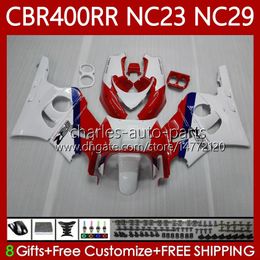 Body Kit For HONDA 400CC CBR400 Red white RR NC23 CBR 400 RR CC NC29 88-99 Bodywork 65No.6 CBR400RR 88 89 90 91 92 93 CBR 400RR 1988 1989 1990 1991 1992 1993 OEM Fairing