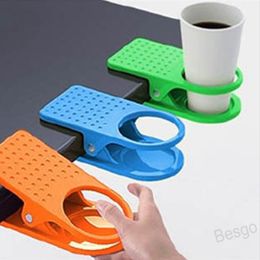 Plastic Drink Cup Shelf Table Water Cup Holder Coffee Cup Holder Clip Desk Office Mug Shelf Office Kitchen Household Creative BH4214 WXM