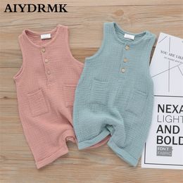 Newborn Baby Girl Romper Linen Cotton Ruffle Rompers Summer Onesie New Born Baby Clothes Infant Jumpsuit Overall for Boys Girls 201027