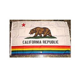 California Rainbow Lesbian Gay Pride 3x5 FT Banner 90x150cm Festival Party Gift 100D Polyester Printed Hot selling!