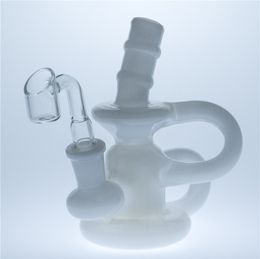 White Jade Buoy Base Bongs Recycler Dab Rig Glass Water Bong Smoking Hookah 14mm Joint Banger Glass Bong Cheap Glass Water Bongs