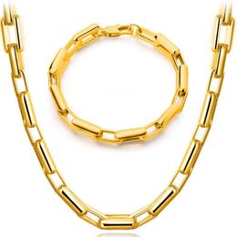 Chains European And American Long Gold-plated Necklace Thick Gold Bracelet Mens Fashion Jewellery 50cm 20cm1