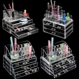 5 styles Transparent Plastic Home Drawer Desk Desktop Storage Box Organiser Clear Acrylic Makeup Make Up Organizer For Cosmetic Y200111