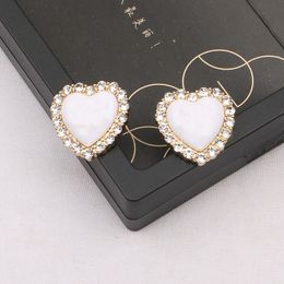 18K Gold Plated 925 Silver Luxury Brand Designers Letters Stud Flower Geometric Famous Women Round Crystal Rhinestone Pearl Earring Wedding Party Jewerlry 6 Style