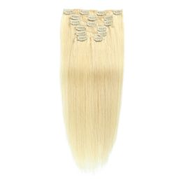 Brazilian Human Virgin Hair 613# Clip-in Hair Extensions Blonde 14inch-24inch Clip-on Products Straight 70g 100g