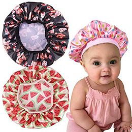 9 Colors Fashion Kids Floral Satin Baby Girl Satin Night Sleep Caps Hair Care Soft Cap Head Cover Wrap Beanies Toddler Sleep Caps