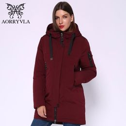 AORRYVLA New Winter Women's Jacket Fashion Cotton Long Parka Hooded Coat Thick Woman Parkas Winter Jacket Warm High Quality 201127