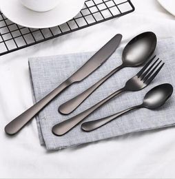4 Pcs/Set Stainless Steel Cutlery Gold/Black/Mix colors/Blue/Silver Plated Dinnerware Knife Fork Spoon