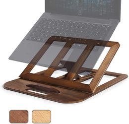 Laptop Stand, Foldable Wooden Laptop Riser Adjustable Computer MacBook Stand for Desk Portable Universal Notebook Laptop Holder with Multiple Angles for Laptops