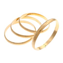 New Openable Women Matte Simple Heart Pattern Cuff Bracelets Gold Color Plain Bangles Wedding Party Dubai Gold Ethiopian Jewelry