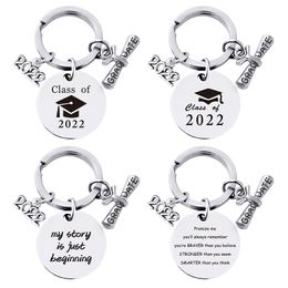 2022 Stainless Steel Graduation Keychain Pendant Metal Keychains Key Chain Luggage Decoration Keyring Creative Graduation Gift