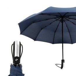 Wind Resistant Three Folding Automatic Umbrella Rain Women Auto Luxury Big Windproof Umbrellas Men Frame Windproof 10K Parasol 201112