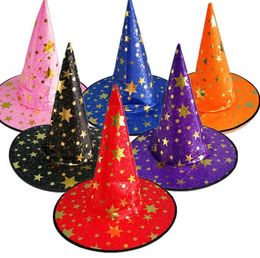 halloween Witch Pointed Cap Costumes party decoration hats Witch Wizard Star hats for kids women wholesale Party Supplies SN4748