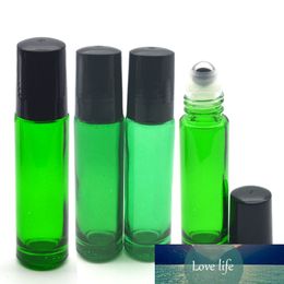 5pcs Empty Green 10ml Roller Glass Perfume Bottle Essential Oil 10cc Roll-On ball thick Sample Bottle Free Shipping