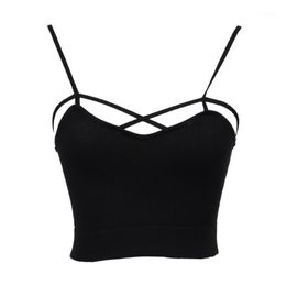 Women's Tanks & Camis Wholesale-Summer Sexy Lady Women Cut Out Caged Bra Strappy Corset Bralette Crop Bikini Top Shirt Outfits Clothes Short