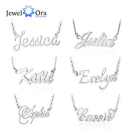 925 Sterling Silver Personalised Nameplate Letter Necklace Custom Made Name Pendant Russian Name Christmas Gifts for Girlfriend Q0531