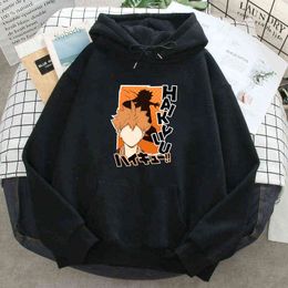 Tobio Kageyama Anime Character Haikyuu Hoodie Man Loose Casual Sweatshirts Autumn Homme Long Sleeve Pocket Streetwear Black Top H1227