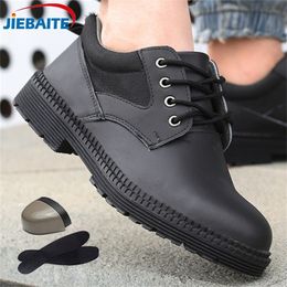 Men Safety Construction Steel Toe Work Boots Comfortable Indestructible Leather Shoes Puncture Proof Y200915