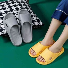 Summer Non-slip Family Bathroom Sandal Fashion Home Slippers Slip on Flats Men Hotel Indoor Floor Flat Shoes Female Slides Y Y220214