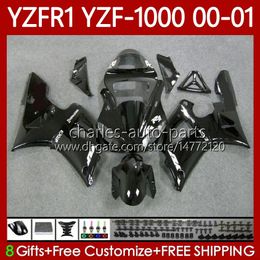 Motorcycle Bodys For YAMAHA YZF-R1 YZF-1000 YZF R 1 1000 CC 00-03 Bodywork 83No.1 YZF R1 1000CC YZFR1 00 01 02 03 YZF1000 2000 2001 2002 2003 OEM Fairing Kit glossy black