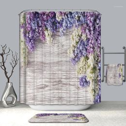 Shower Curtains 3D Colorful Flowers And Christmas Tree Waterproof Mildew Proof Thickened Bath For Bathroom1