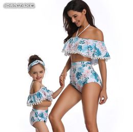 Mother And Daughter Swimsuit Family Look Mommy and Me Swimwear Bikini Mom and Daughter Swimsuit Family Matching Clothes LJ201111