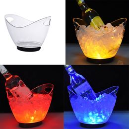 Transparent Colourful LED Gradient Light Ice Bucket Bar Wine Trough Glass Beer Bottle Storage Cooler Kitchen Outdoor Tools