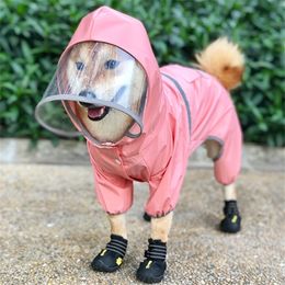 Welsh Corgi Dog Raincoat Poodle Bichon Frise Schnauzer Shiba Inu Dog Clothes Waterproof Clothing Jumpsuit Pet Outfit Rainwear 201128