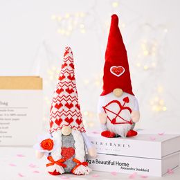Party Supplies Valentine's Day Decoration Plush Gnomes Doll Home Table Valentines Elf Ornaments Sweet Valentines Gifts PHJK2201